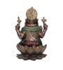 Lord Ganesha Idol Sitting on Lotus Decorative Showpiece   Brown & Red, 17.5cm
