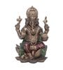 Lord Ganesha Idol Sitting on Lotus Decorative Showpiece   Brown & Red, 17.5cm