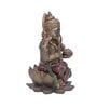 Lord Ganesha Idol Sitting on Lotus Decorative Showpiece   Brown & Red, 17.5cm