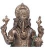 Lord Ganesha Idol Sitting on Lotus Decorative Showpiece   Brown & Red, 17.5cm
