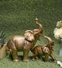 Mom and Baby Elephant Resin Animal Figurine (Gold, 25.5cm)
