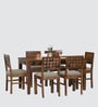 Ashoka 6 Seater Dining Table Set In Brown