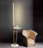 Ashton Inbuilt Led Gold Finish Metal Shelf Floor Lamp With White Colour Shade Ashton Inbuilt Led Gold Finish Metal Shelf Floor Lamp With White Colour Shade