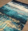 Blue Abstract Wool 5 ft x 7 ft Hand Tufted Carpet