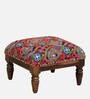 Asita Fabric Foot Stool in Provincial Teak Finish