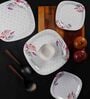 Floral 18 Pcs White & Red Melamine Dinnerware Set