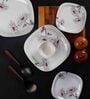 Floral 18 Pcs White & Grey Melamine Dinnerware Set
