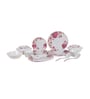 Floral 33 Pcs White & Pink Melamine Dinnerware Set
