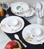 Floral 40 Pcs White & Green Melamine Dinnerware Set