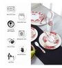 Floral Pattern 40 Pcs White & Red Melamine Dinnerware Set