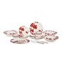 Floral Rose 40 Pcs White & Red Melamine Dinnerware Set