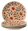 Flora 8 Pcs White & Red Ceramic Dinnerware Set