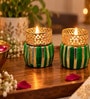 Assorted Golden Multicolour Decorative Tealight Holders with Tealight Candle 4 Pcs