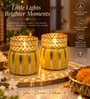Assorted Golden Multicolour Decorative Tealight Holders with Tealight Candle 4 Pcs