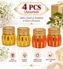 Assorted Golden Multicolour Decorative Tealight Holders with Tealight Candle 4 Pcs