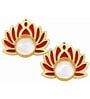Assorted Golden Lotus Tealight and Diya Holders with Multicolour Accents and Tealight Candle 4 Pcs