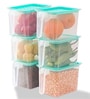 Fridge Storage Boxes (Pack Of 6) Organizer With Handle, Airtight Lid, And Removable Drain Basket