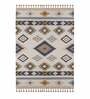 Beige Geometric Wool 8 ft x 10 ft Hand Woven Carpet