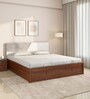 Asta Premier Queen Size Bed in Walnut Finish with Hydraulic Storage
