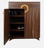 Aster 16- Pairs 2 Door Shoe Cabinet Walnut Finish With Drawer