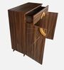 Aster 16- Pairs 2 Door Shoe Cabinet Walnut Finish With Drawer