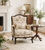 Astera Teak Wood Arm Chair With Suede Fabric In Multicolor