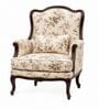 Astera Teak Wood Arm Chair With Suede Fabric In Multicolor
