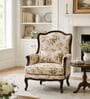 Astera Teak Wood Arm Chair With Suede Fabric In Multicolor