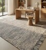 Soft Abstract Braided Rug 5X7'6 ft| Deep Navy & Tan Carpet Dhurrie
