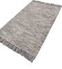 Soft Abstract Braided Rug 5X7'6 ft| Deep Navy & White Carpet Dhurrie