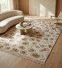 Soft Animal Print Rug 5X8 ft| Tan & White Carpet Dhurrie