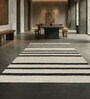Soft Balance Striped Rug 5X8 ft| White & Ebony Carpet Dhurrie
