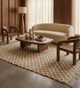 Soft Checkered Rug 5'6X8 ft| Natural & White Carpet Dhurrie