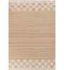 Soft Checks Border Rug 5X7'6 ft| Natural Brown & White Carpet Dhurrie