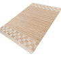Soft Checks Border Rug 5X7'6 ft| Natural Brown & White Carpet Dhurrie