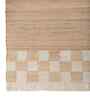 Soft Checks Border Rug 5X7'6 ft| Natural Brown & White Carpet Dhurrie