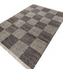 Soft Chess Checkered Rug 5'6X7'6 ft| Tan & Ebony Carpet Dhurrie