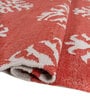Soft Damask Rug 5X7 ft| Ribbon Red & White Carpet Dhurrie
