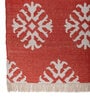 Soft Damask Rug 5X7 ft| Ribbon Red & White Carpet Dhurrie