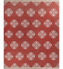 Soft Damask Rug 9X12 ft| Ribbon Red & White Carpet Dhurrie