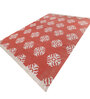 Soft Damask Rug 9X12 ft| Ribbon Red & White Carpet Dhurrie