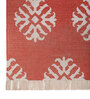 Soft Damask Rug 9X12 ft| Ribbon Red & White Carpet Dhurrie