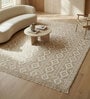 Soft Fret Rug 5X8 ft| Tan & White Carpet Dhurrie