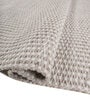 Soft Geometric Braided Rug 5X8 ft| Beige & White Carpet Dhurrie