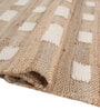 Soft Geometric Brick Rug 5X7'6 ft| Tan & White Carpet Dhurrie