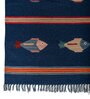 Soft Geometric Fish Pictorials Rug 4X6'6 ft| Deep Navy & Ribbon Red Carpet Dhurrie