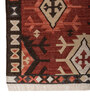 Soft Geometric Motif Rug 4'6X6'6 ft| Ribbon Red & Natural Brown Carpet Dhurrie