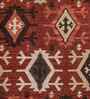 Soft Geometric Motif Rug 4'6X6'6 ft| Ribbon Red & Natural Brown Carpet Dhurrie