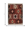 Soft Geometric Motif Rug 4'6X6'6 ft| Ribbon Red & Natural Brown Carpet Dhurrie