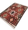 Soft Geometric Motif Rug 4'6X6'6 ft| Ribbon Red & Natural Brown Carpet Dhurrie